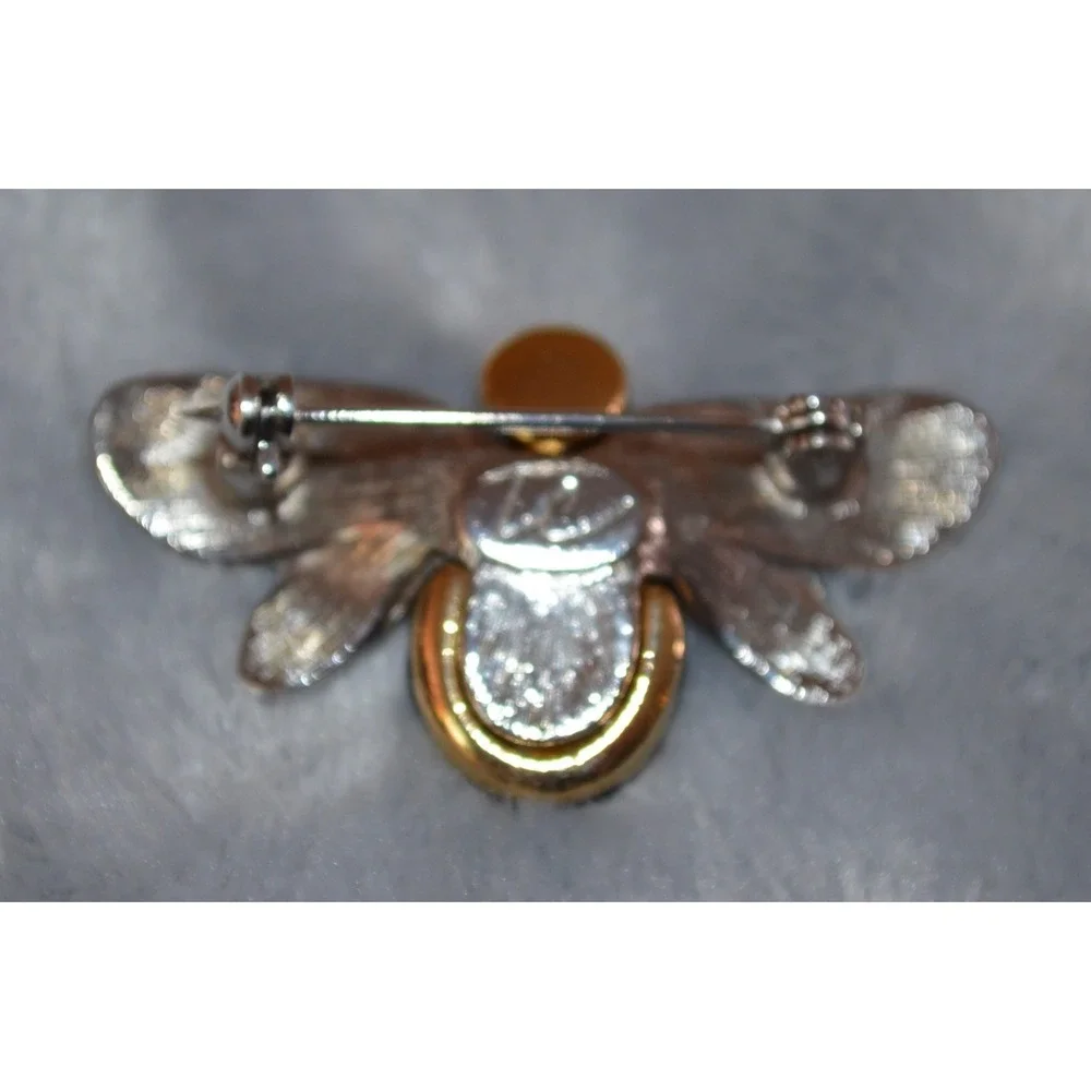 Vintage Liz Claiborne Silver Tone & Gold Tone Bumble Bee Brooch / Pin  1.5